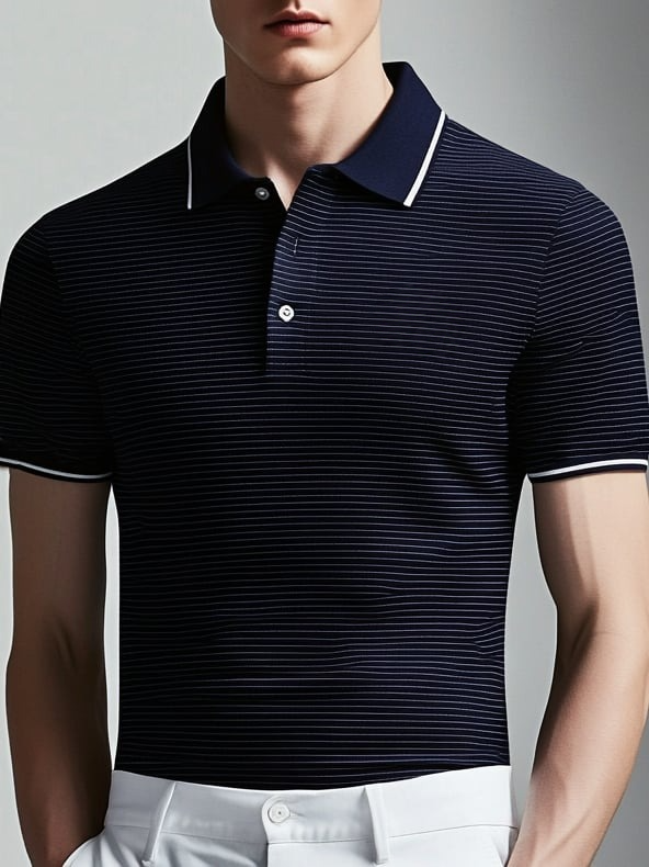 Camisa polo ejecutivo casual Button de manga corta para hombre