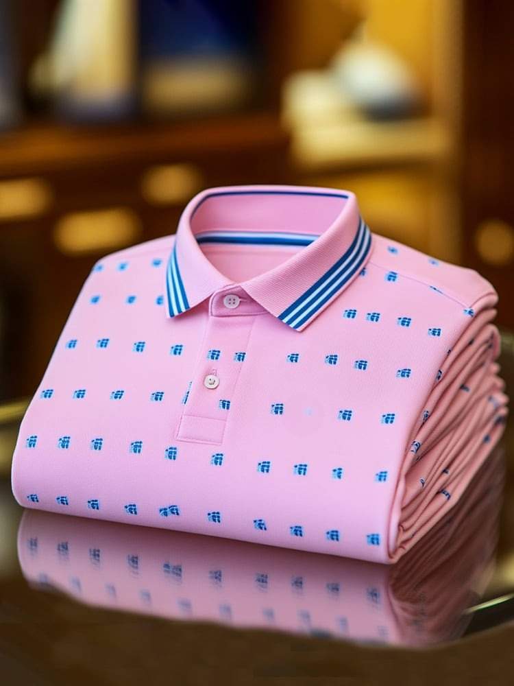 Camisa polo clásico ejecutivo Logo Button de manga corta para hombre
