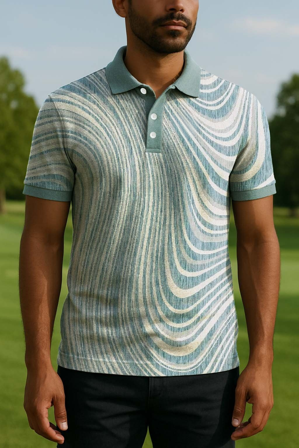 Camisa polo clásico ejecutivo Old Money Button de manga corta para hombre