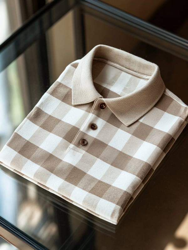 Camisa polo ejecutivo casual a cuadros Button de manga corta para hombre