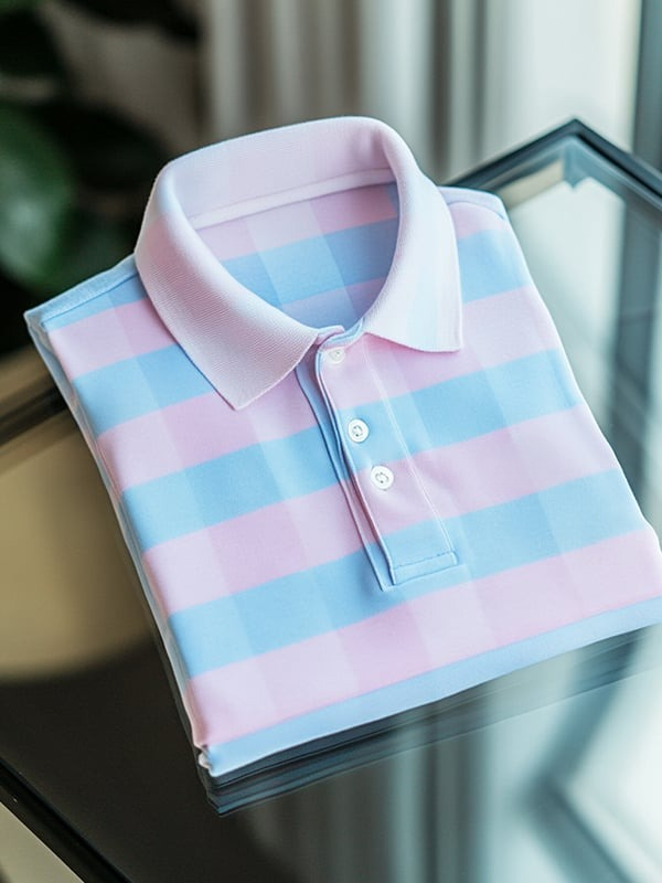 Camisa polo ejecutivo casual a cuadros Button de manga corta para hombre