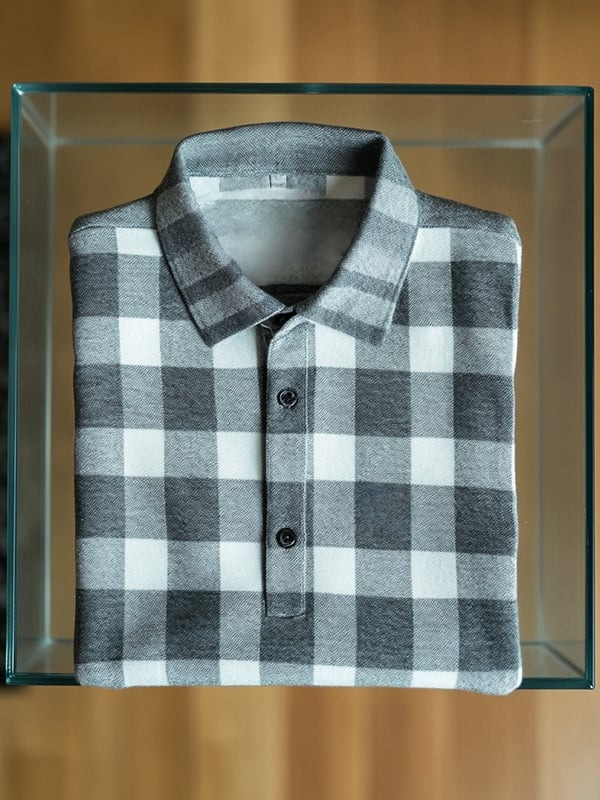 Camisa polo ejecutivo casual a cuadros Button de manga corta para hombre