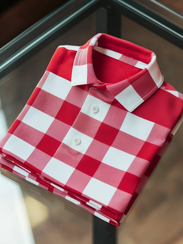 Camisa polo ejecutivo casual a cuadros Button de manga corta para hombre
