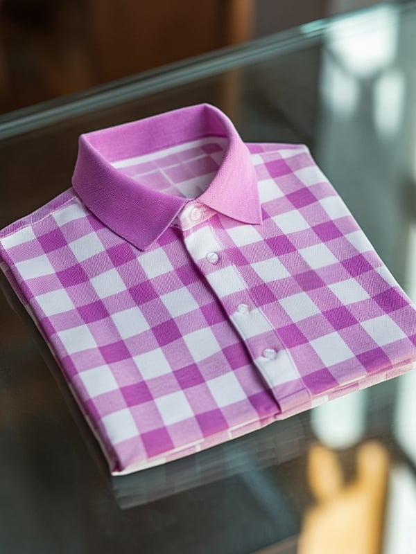 Camisa polo ejecutivo casual a cuadros Button de manga corta para hombre