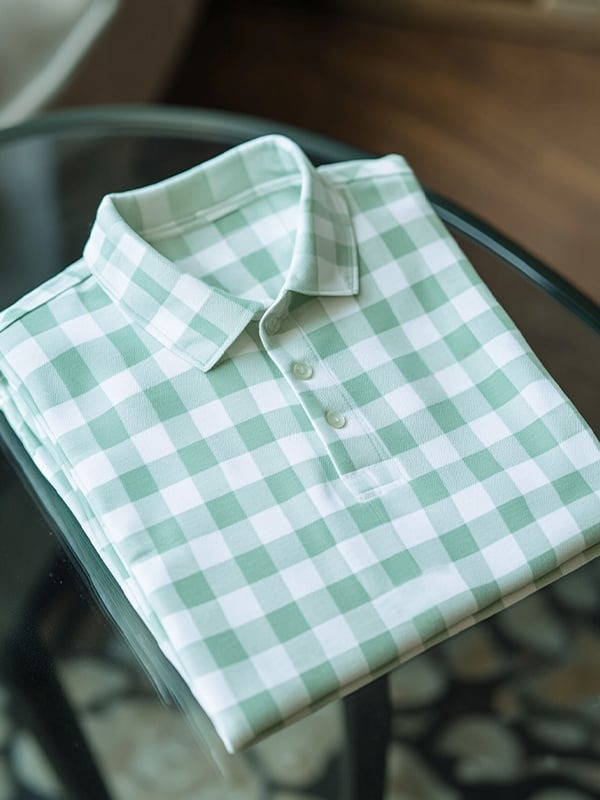 Camisa polo ejecutivo casual a cuadros Button de manga corta para hombre