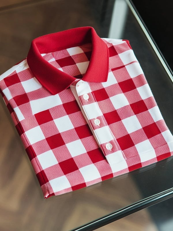 Camisa polo ejecutivo casual a cuadros Button de manga corta para hombre