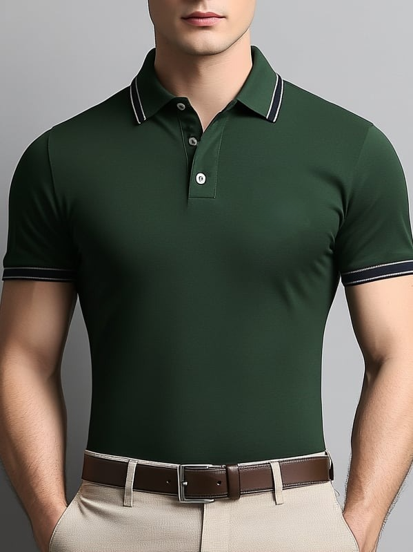 Camisa polo ejecutivo casual Button de manga corta para hombre