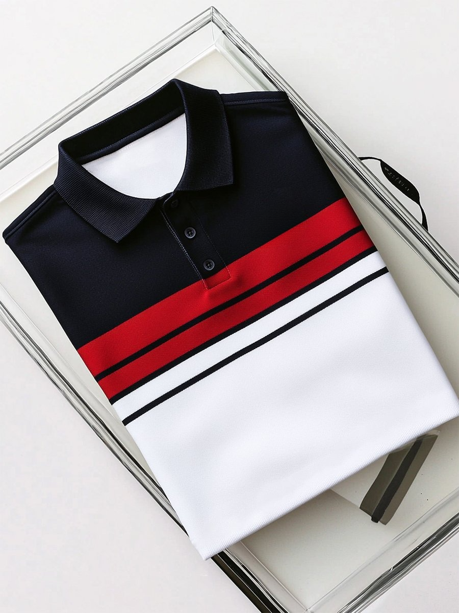 Camisa polo ejecutivo casual Button de manga corta para hombre