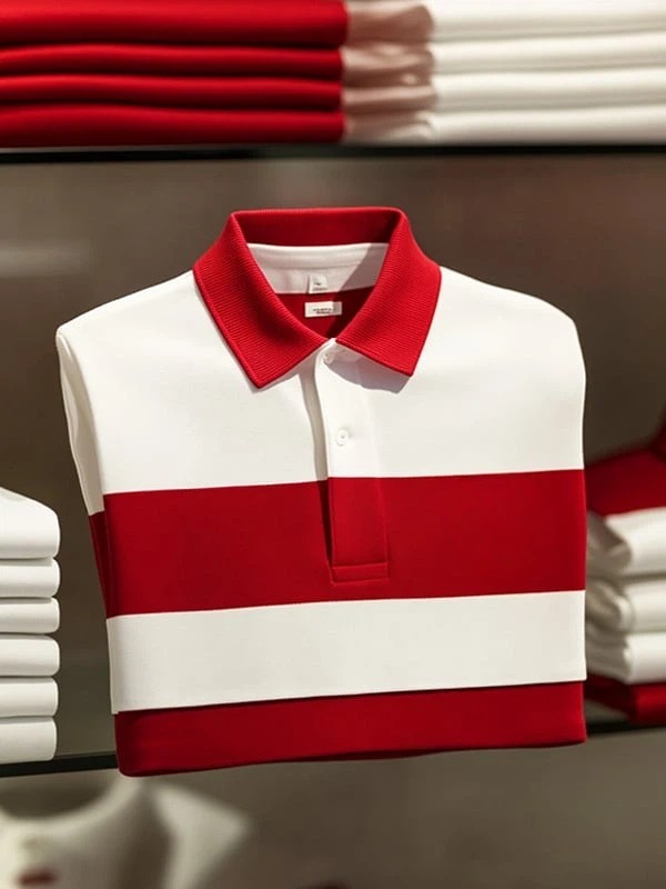 Camisa polo ejecutivo casual a cuadros Button de manga corta para hombre