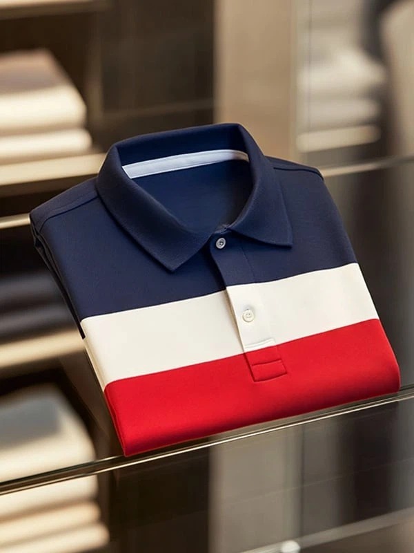 Camisa polo ejecutivo casual a cuadros Button de manga corta para hombre