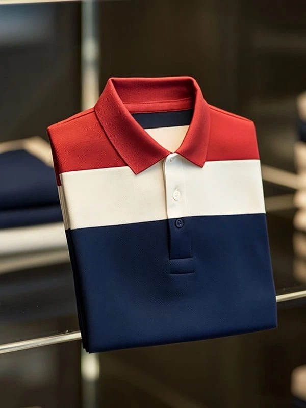 Camisa polo ejecutivo casual a cuadros Button de manga corta para hombre