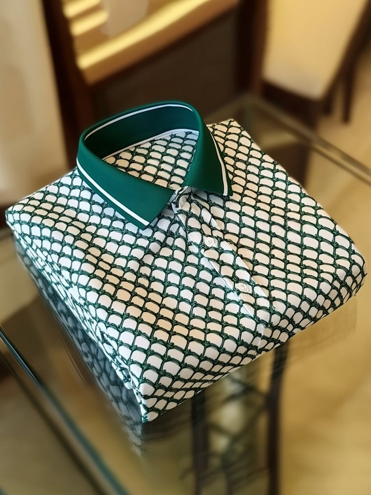Camisa polo clásico ejecutivo Logo Button de manga corta para hombre