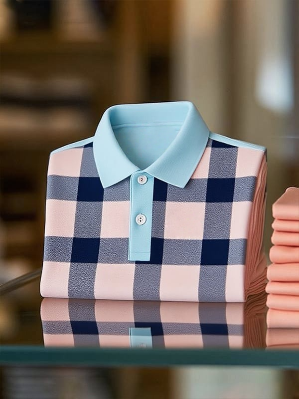 Camisa polo clásico ejecutivo Logo Button de manga corta para hombre