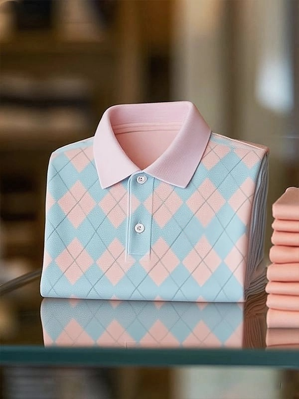 Camisa polo clásico ejecutivo Logo Button de manga corta para hombre