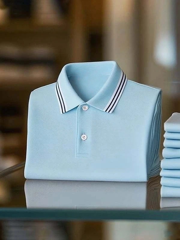 Camisa polo clásico ejecutivo Logo Button de manga corta para hombre