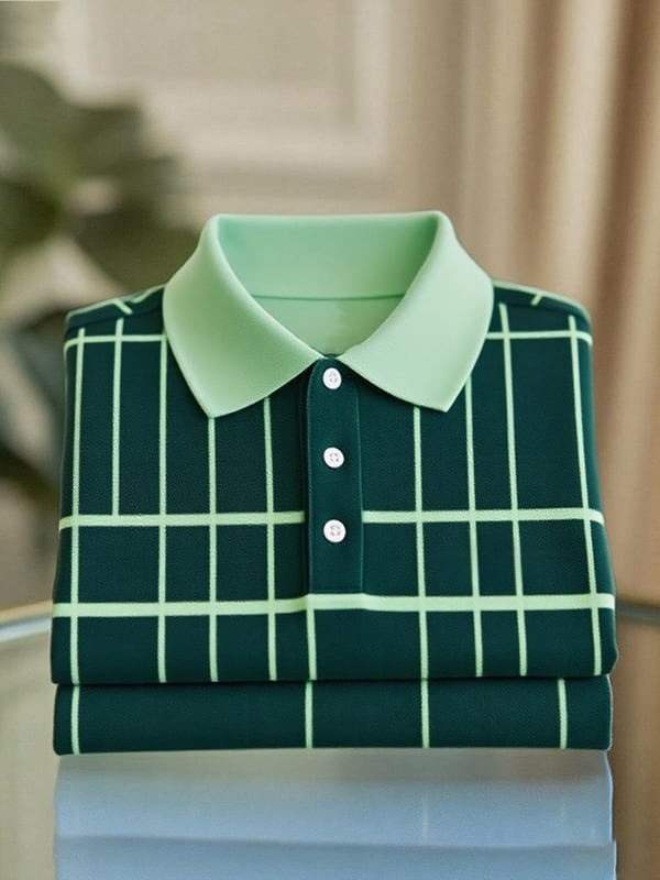 Camisa polo clásico ejecutivo Button de manga corta para hombre