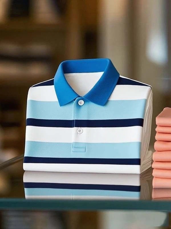 Camisa polo clásico ejecutivo Logo Button de manga corta para hombre