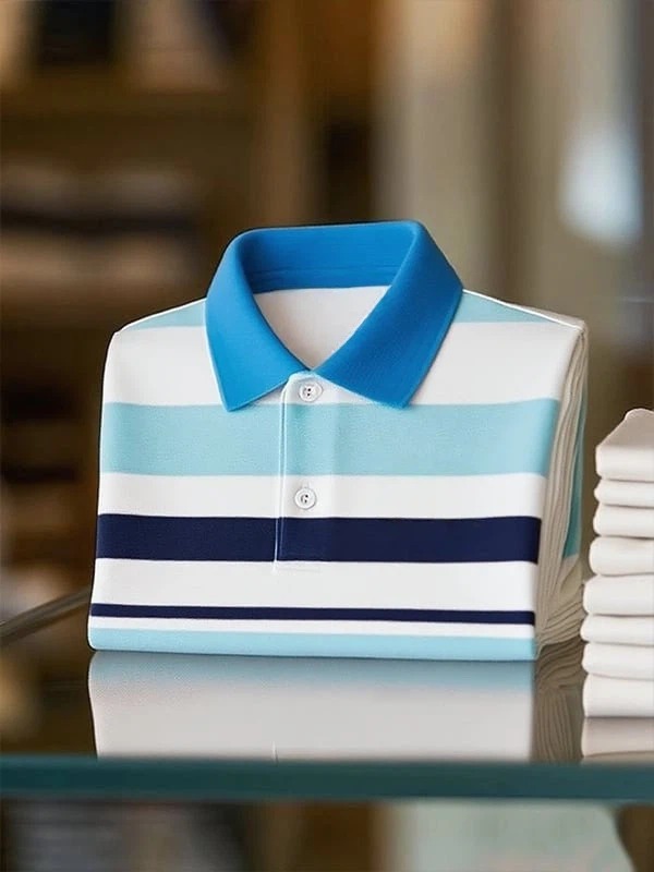 Camisa polo clásico ejecutivo Logo Button de manga corta para hombre