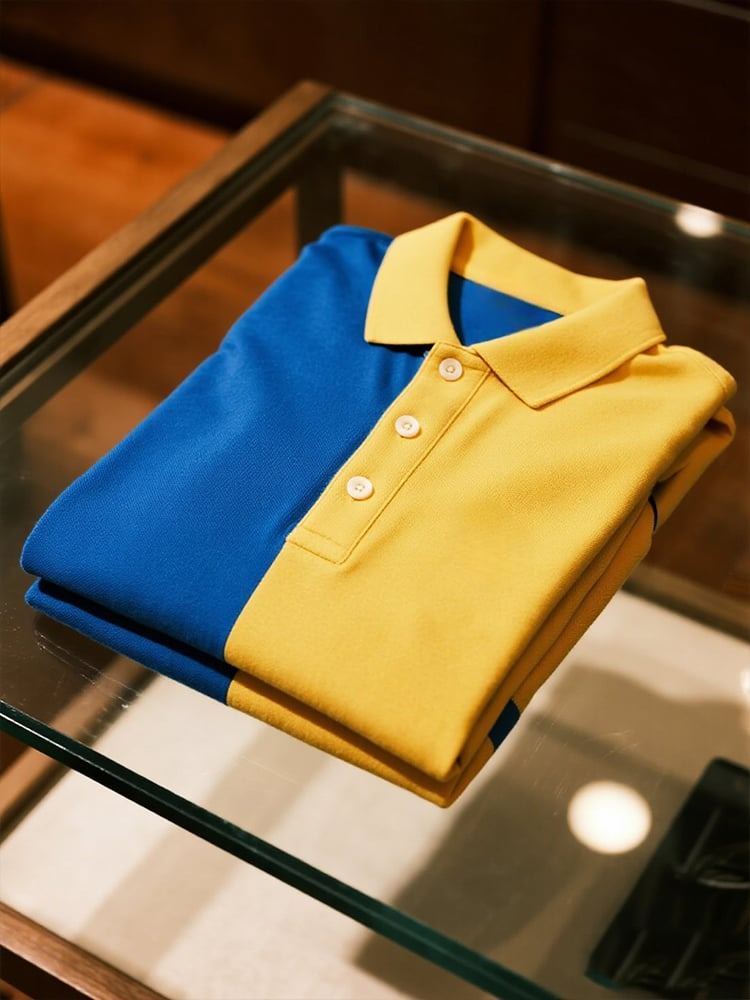 Camisa polo ejecutivo casual Contrast Button de manga corta para hombre