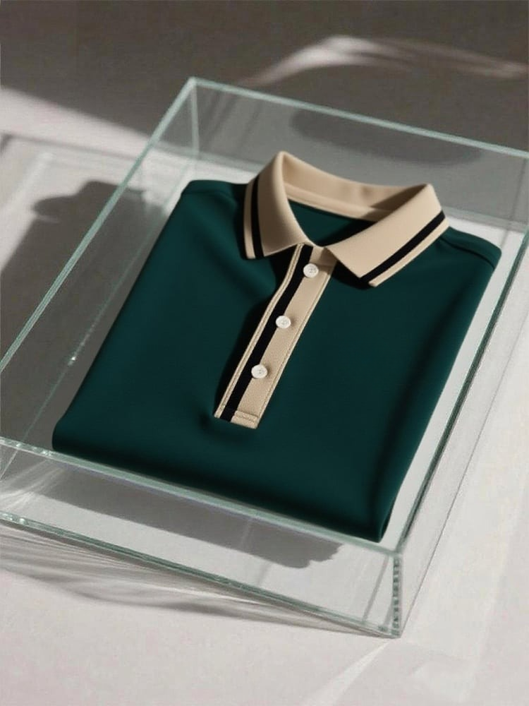 Camisa polo ejecutivo casual Button de manga corta para hombre