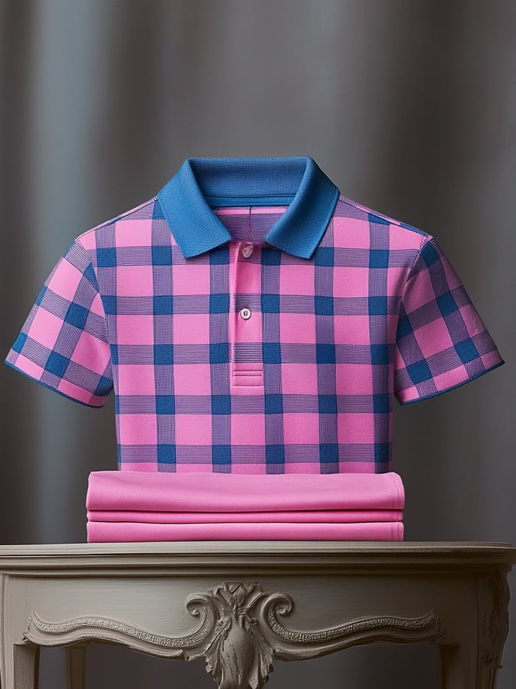 Camisa polo clásico ejecutivo Logo Button de manga corta para hombre