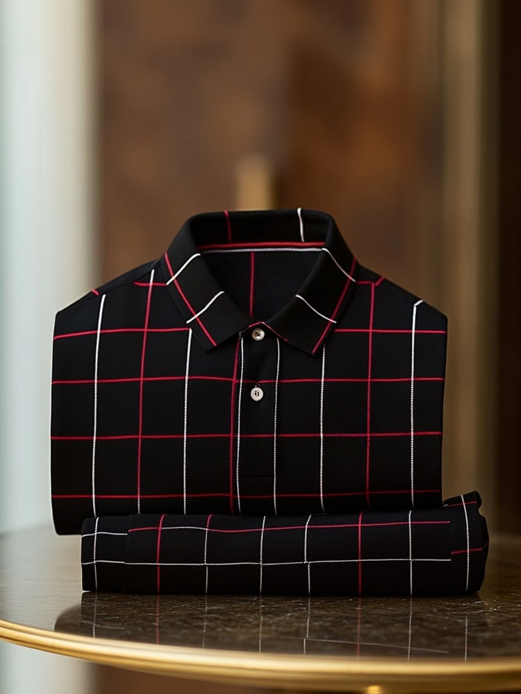 Camisa polo clásico ejecutivo Logo Button de manga corta para hombre