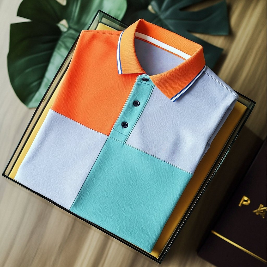 Camisa polo ejecutivo casual bordado Button de manga corta para hombre