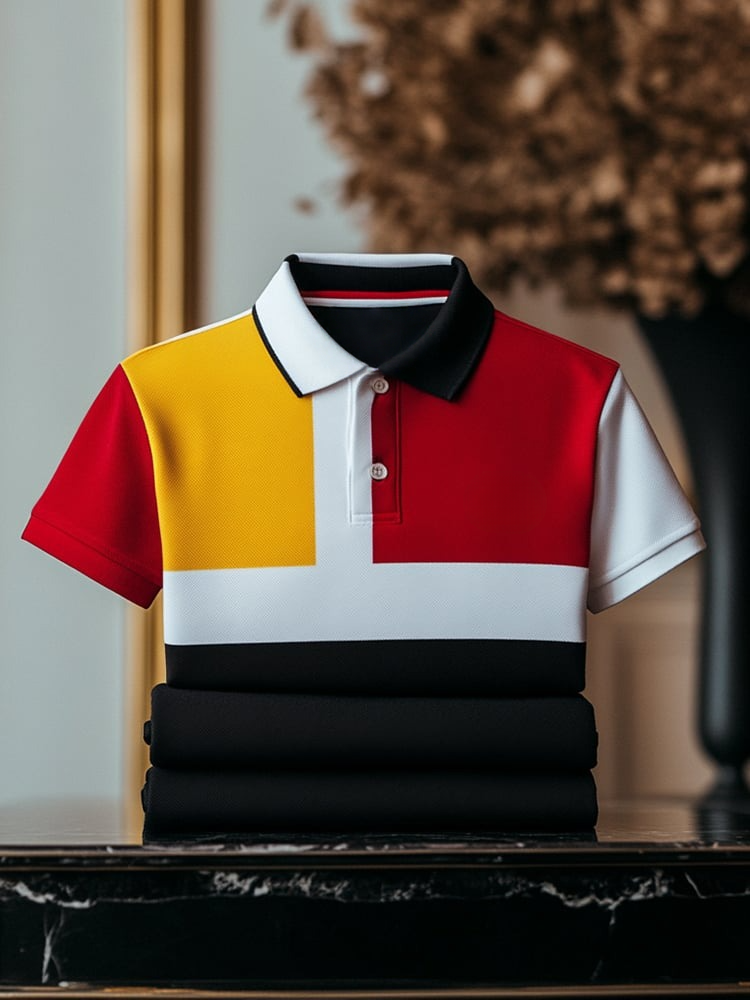Camisa polo clásico ejecutivo Logo Button de manga corta para hombre