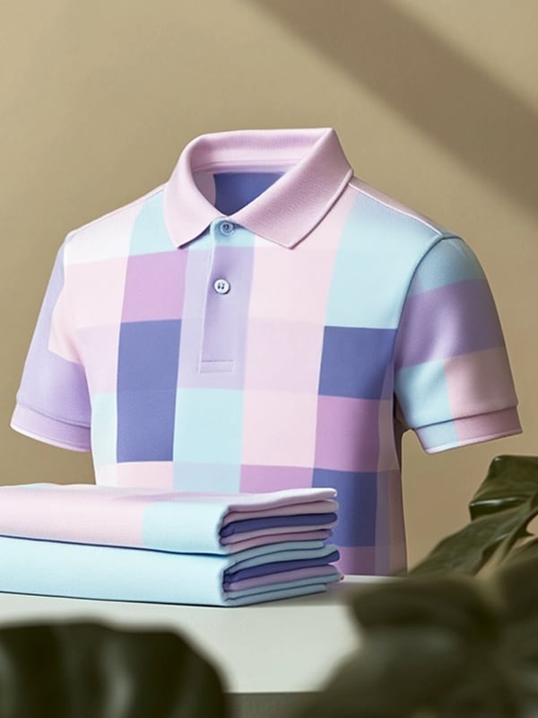 Camisa polo clásico ejecutivo Logo Button de manga corta para hombre