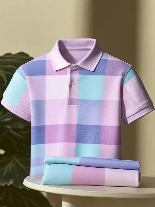 Camisa polo clásico ejecutivo Logo Button de manga corta para hombre