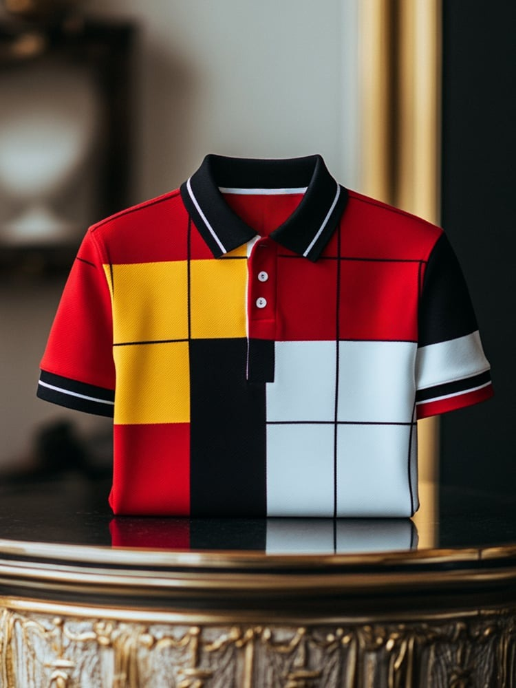 Camisa polo clásico ejecutivo Logo Button de manga corta para hombre
