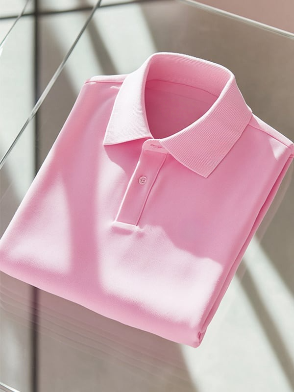 Camisa polo clásico ejecutivo Solid Logo Button de manga corta para hombre