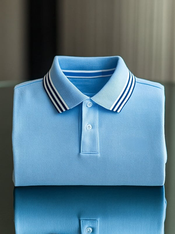 Camisa polo clásico ejecutivo Solid Logo Button de manga corta para hombre