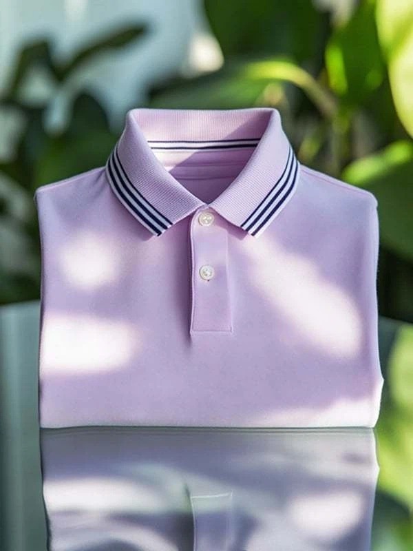 Camisa polo clásico ejecutivo Solid Logo Button de manga corta para hombre