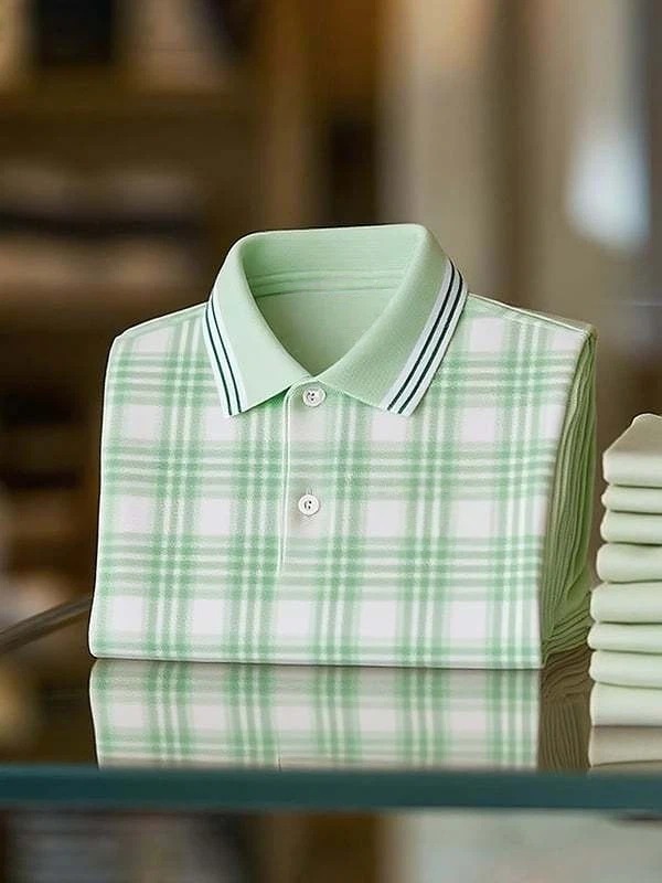 Camisa polo clásico ejecutivo Logo Button de manga corta para hombre