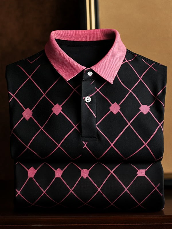Camisa polo clásico ejecutivo Logo Button de manga corta para hombre