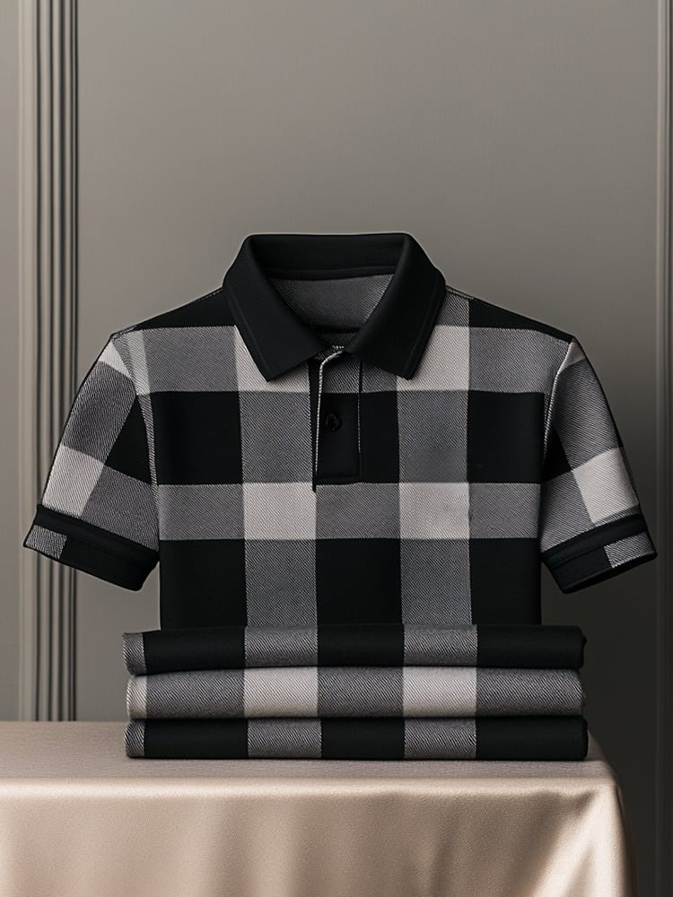 Camisa polo clásico ejecutivo Logo Button de manga corta para hombre