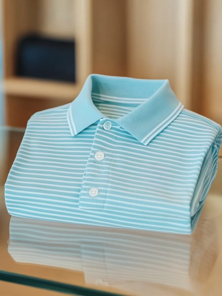 Camisa polo ejecutivo casual a rayas Button de manga corta para hombre