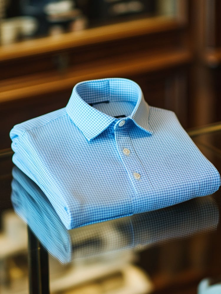 Camisa polo ejecutivo casual a cuadros Button de manga corta para hombre