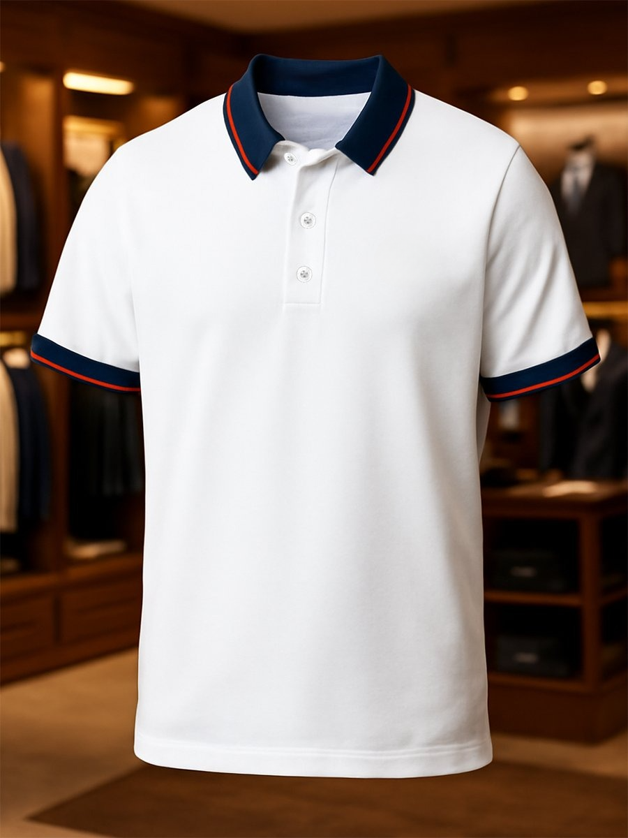Camisa polo ejecutivo casual Button de manga corta para hombre