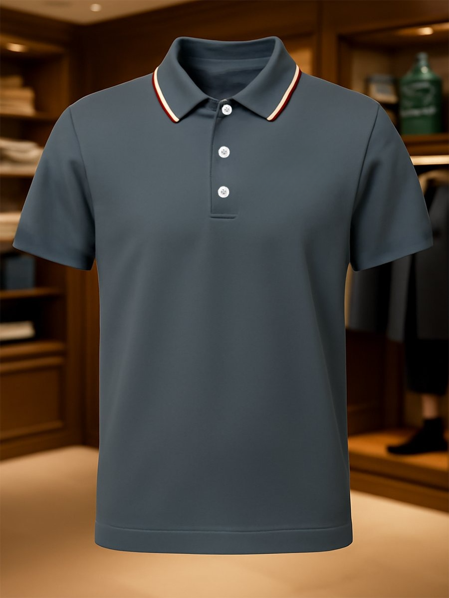 Camisa polo ejecutivo casual Button de manga corta para hombre