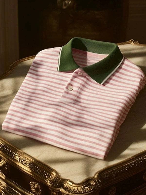 Camisa polo clásico ejecutivo Logo Button de manga corta para hombre
