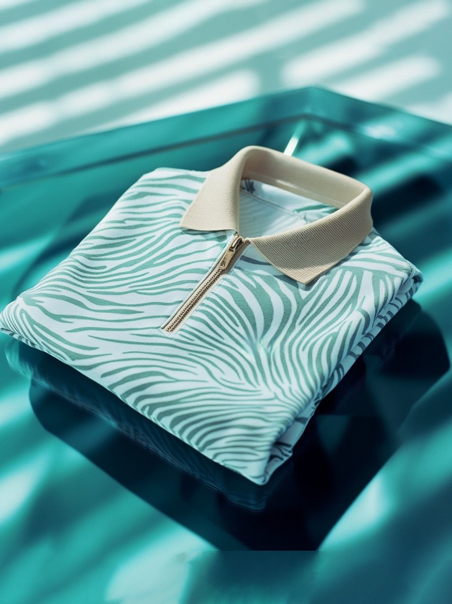 Camisa polo ejecutivo casual jacquard Button de manga corta para hombre