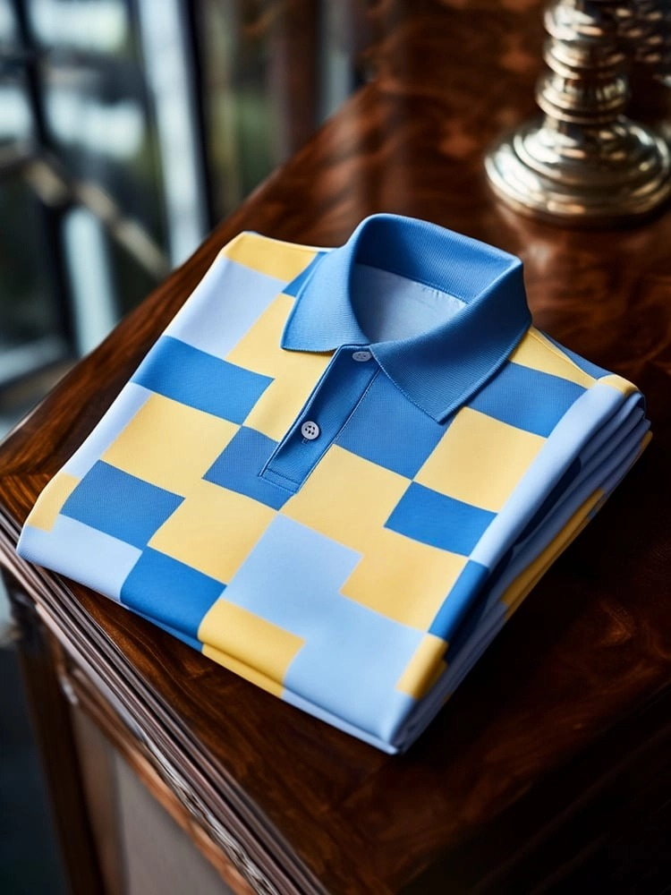Camisa polo clásico ejecutivo Logo Button de manga corta para hombre