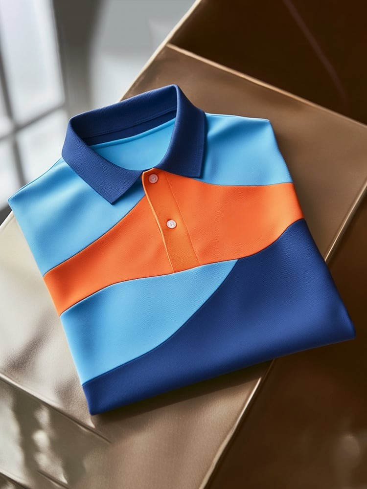 Camisa polo clásico ejecutivo Logo Button de manga corta para hombre