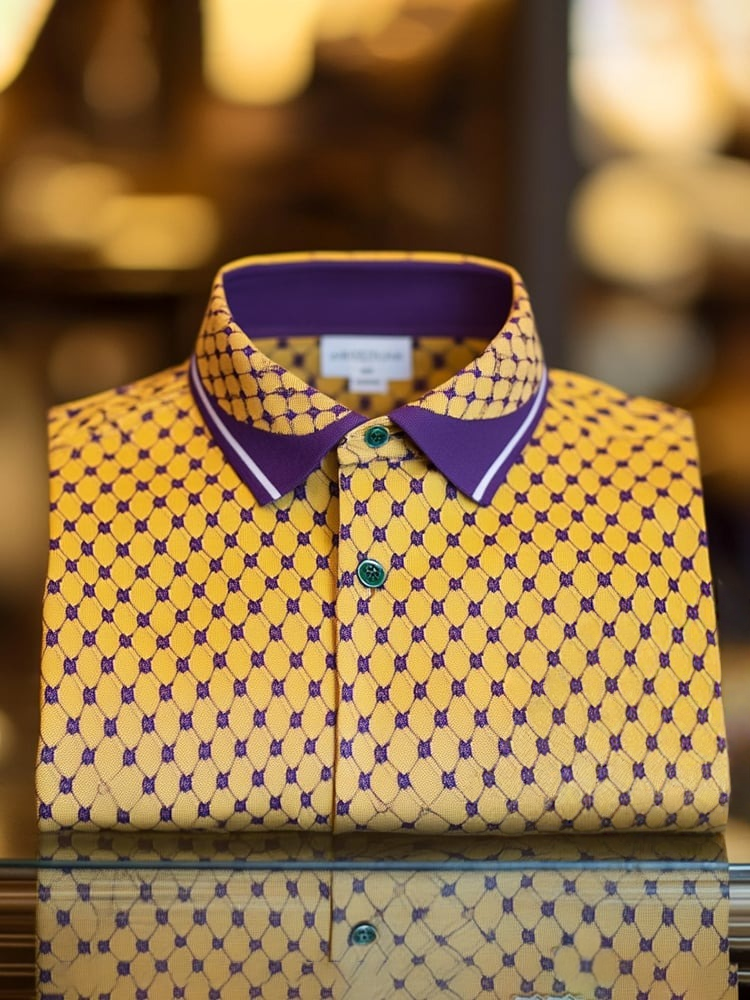 Camisa polo clásico ejecutivo Logo Button de manga corta para hombre
