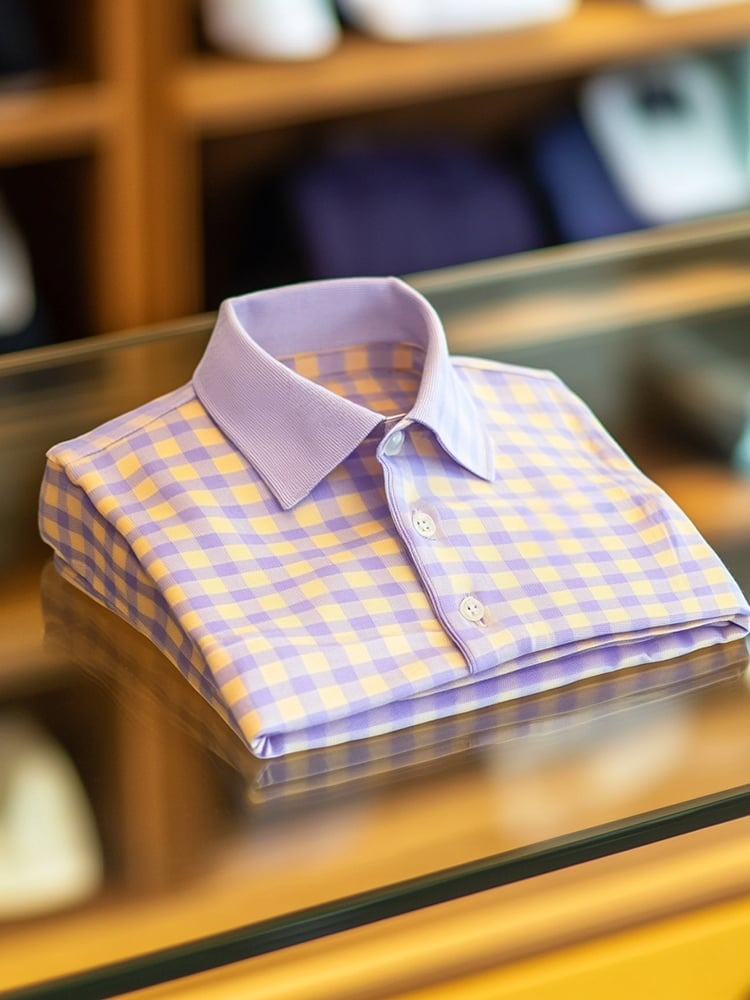 Camisa polo ejecutivo casual a cuadros Button de manga corta para hombre