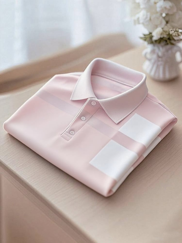 Camisa polo Smart casual en bloques de color Logo Button de manga corta para hombre