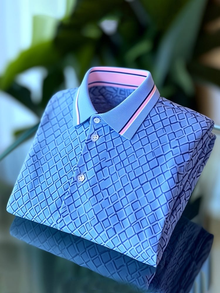 Camisa polo clásico ejecutivo Logo Button de manga corta para hombre
