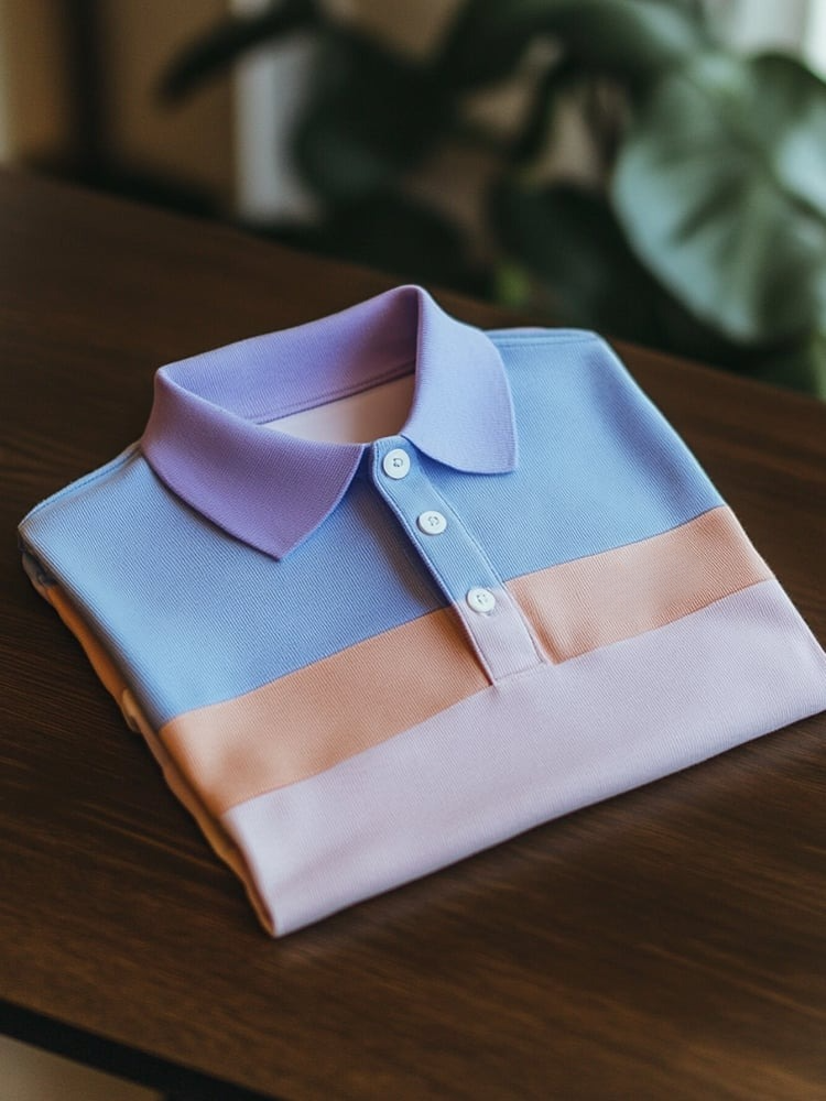 Camisa polo Smart casual en bloques de color Logo Button de manga corta para hombre
